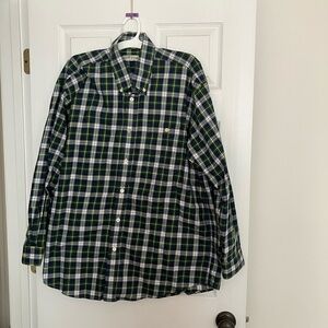 Orvis Tartan Plaid Flannel Shirt Mens XL Navy Single Pocket